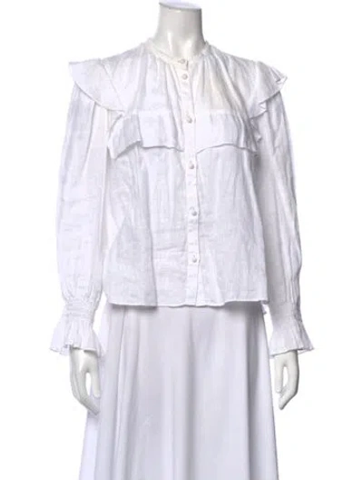 Pre-owned Isabel Marant Étoile Linen Long Sleeve Blouse In White