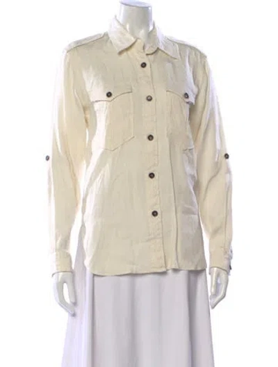Pre-owned Isabel Marant Étoile Linen Long Sleeve Button-up Top In White
