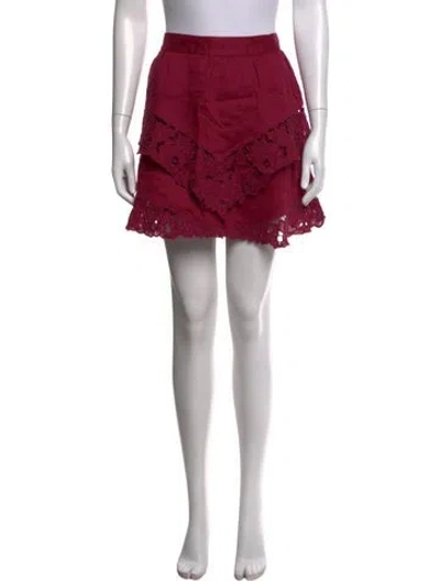 Pre-owned Isabel Marant Étoile Linen Mini Skirt In Burgundy