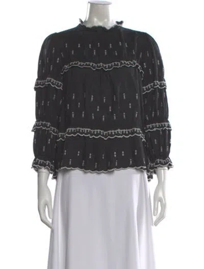 Pre-owned Isabel Marant Étoile Linen Mock Neck Blouse In Black