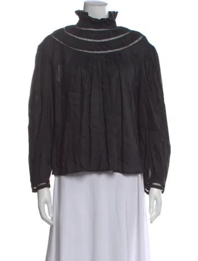 Pre-owned Isabel Marant Étoile Linen Mock Neck Blouse In Black