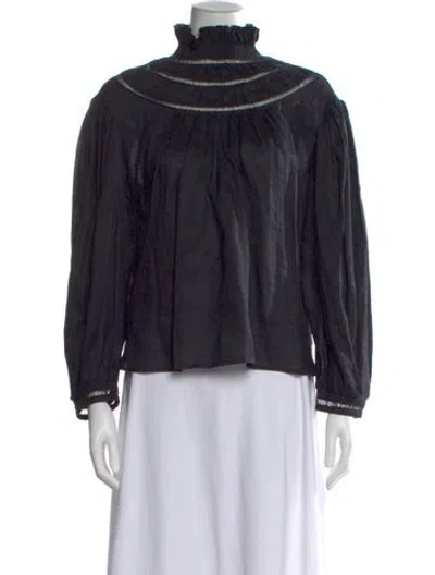 Pre-owned Isabel Marant Étoile Linen Mock Neck Blouse In Black