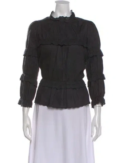 Pre-owned Isabel Marant Étoile Linen Mock Neck Blouse In Gray