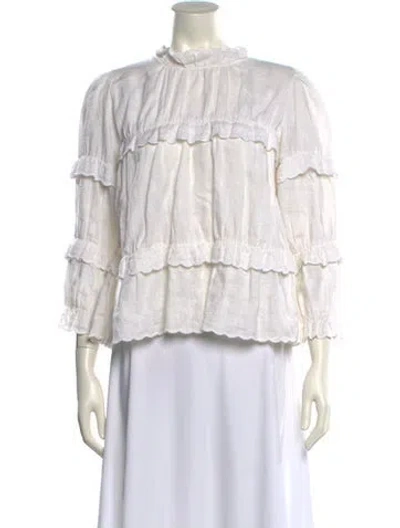 Pre-owned Isabel Marant Étoile Linen Mock Neck Blouse In Neutral