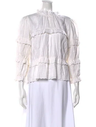 Pre-owned Isabel Marant Étoile Linen Mock Neck Blouse In Neutral
