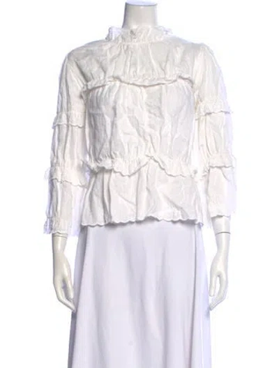 Pre-owned Isabel Marant Étoile Linen Mock Neck Blouse In Neutral
