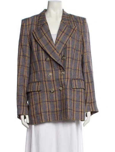 Pre-owned Isabel Marant Étoile Linen Plaid Print Blazer In Blue