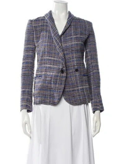 Pre-owned Isabel Marant Étoile Linen Plaid Print Blazer In Blue