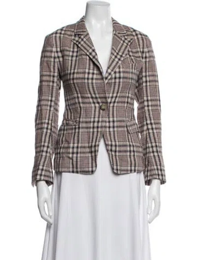 Pre-owned Isabel Marant Étoile Linen Plaid Print Blazer In Blue