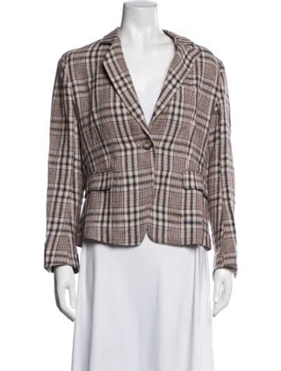 Pre-owned Isabel Marant Étoile Linen Plaid Print Blazer In Blue/neutrals