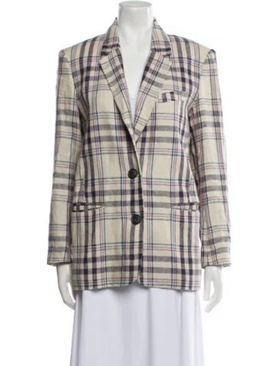 Pre-owned Isabel Marant Étoile Linen Plaid Print Blazer In Neutral