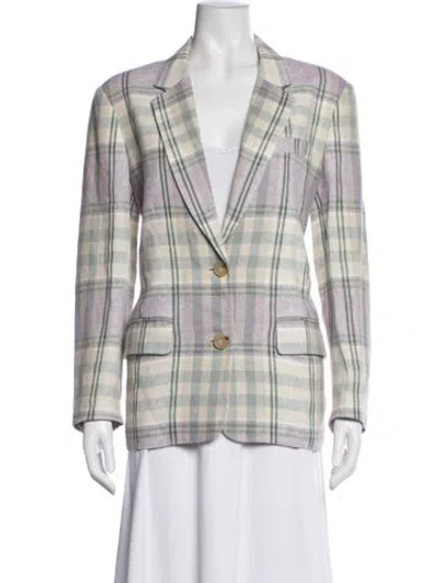 Pre-owned Isabel Marant Étoile Linen Plaid Print Blazer In Neutrals/purple