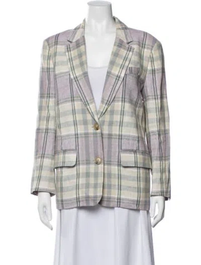Pre-owned Isabel Marant Étoile Linen Plaid Print Blazer In Purple