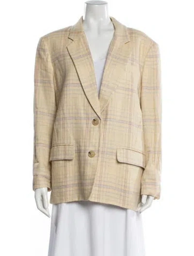 Pre-owned Isabel Marant Étoile Linen Plaid Print Blazer In Yellow