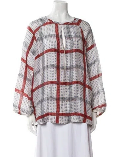 Pre-owned Isabel Marant Étoile Linen Plaid Print Blouse In Blue