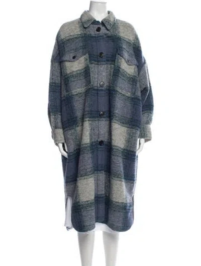 Pre-owned Isabel Marant Étoile Linen Plaid Print Coat In Blue