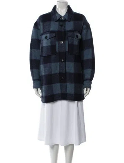 Pre-owned Isabel Marant Étoile Linen Plaid Print Peacoat In Blue
