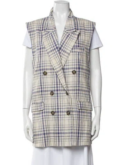 Pre-owned Isabel Marant Étoile Linen Plaid Print Vest In Neutrals
