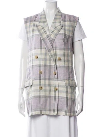 Pre-owned Isabel Marant Étoile Linen Plaid Print Vest In Purple