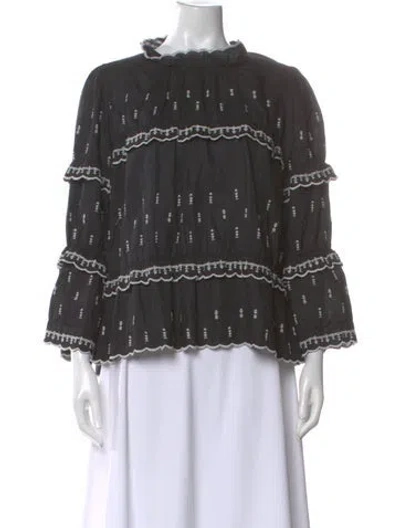 Pre-owned Isabel Marant Étoile Linen Printed Blouse In Black