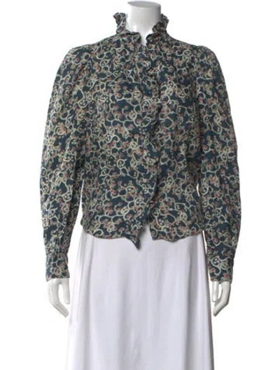 Pre-owned Isabel Marant Étoile Linen Printed Blouse In Blue