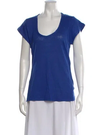 Pre-owned Isabel Marant Étoile Linen Scoop Neck T-shirt In Blue