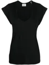 Isabel Marant Étoile Linen Short-sleeve Top In 黑色