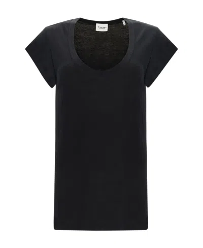 Isabel Marant Étoile Linen Short-sleeve Top In Black