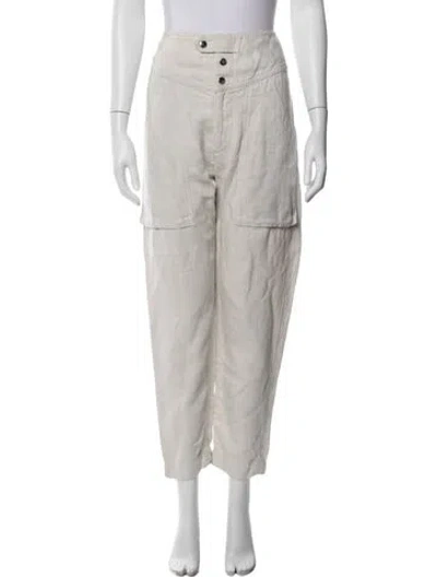 Pre-owned Isabel Marant Étoile Linen Straight Leg Pants In White