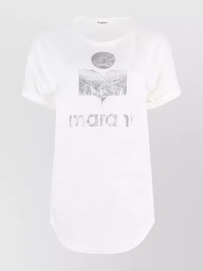 ISABEL MARANT ÉTOILE LINEN T-SHIRT WITH KOLDI LOGO PRINT