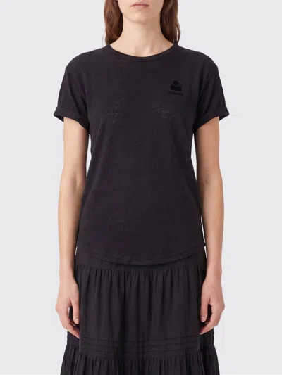 Isabel Marant Étoile Isabel Marant Etoile Linen T-shirts With Logo In Black