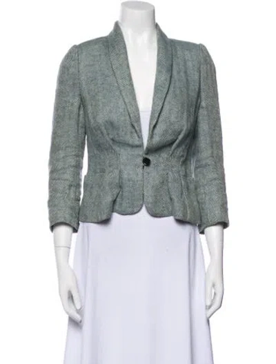 Pre-owned Isabel Marant Étoile Linen Tweed Pattern Blazer In Green