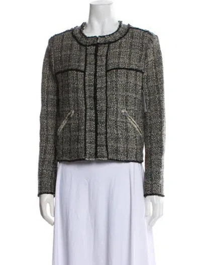 Pre-owned Isabel Marant Étoile Linen Tweed Pattern Evening Jacket In Black
