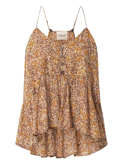 Isabel Marant Étoile Lirhetta Floral-pattern Top In Brown