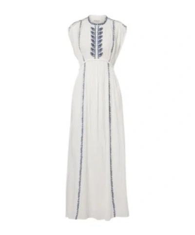 Isabel Marant Étoile Liviane Embroidered Cotton Maxi Dress In Brown