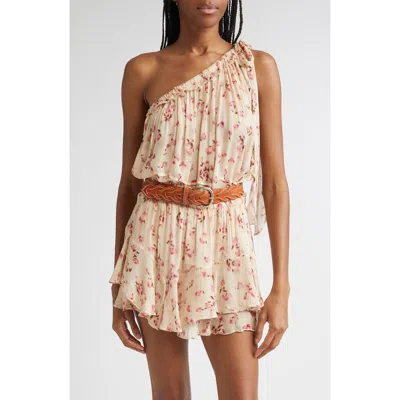 Isabel Marant Étoile Loeva One-shoulder Tie-detailed Floral-print Crepe De Chine Top In Neutral