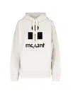 Isabel Marant Étoile Oversized Ecru Hoodie With Front Logo And Drawstring Hood In White