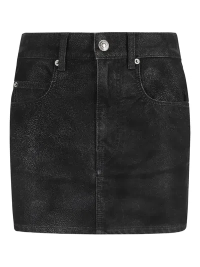 Isabel Marant Étoile Black Vintage Faux Leather Kimmy Mini Skirt In Blue