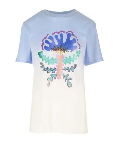 Isabel Marant Étoile Logo-print Cotton T-shirt In Lu Light Blue