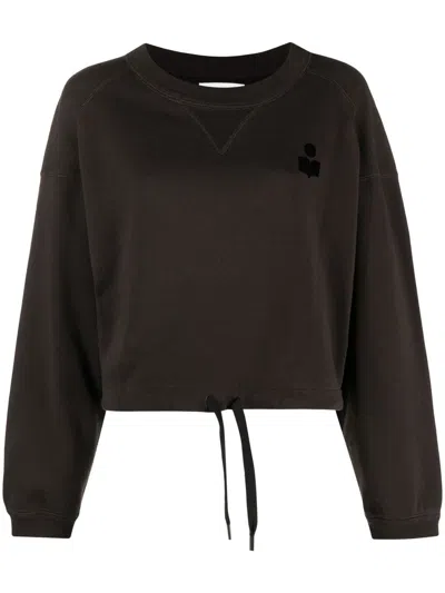 Isabel Marant Étoile Logo-print Crew Neck Sweatshirt In Schwarz