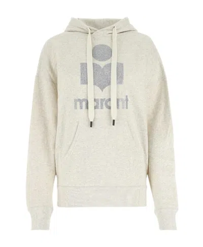 Isabel Marant Étoile Logo Embellished Long-sleeved Hoodie In White