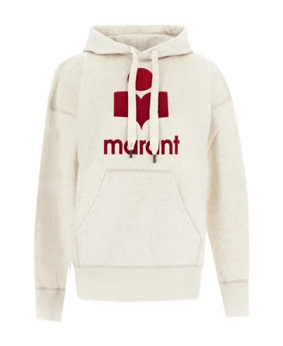 Isabel Marant Étoile Logo-printed Long-sleeved Drawstring Hoodie In White