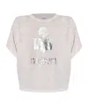 Isabel Marant Étoile Metallic-logo Linen T-shirt In Nude