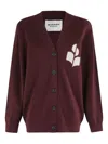 Isabel Marant Étoile V-neck Burgundy Cardigan With Center Button Closure In Burgundy