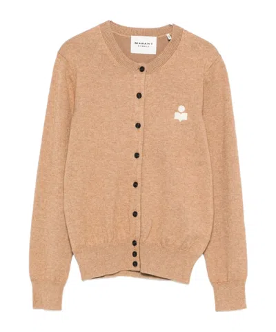 Isabel Marant Étoile Logo-embroidered Knitted Cardigan In Brown