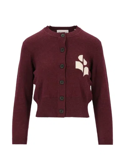Isabel Marant Étoile Logo-intarsia Cardigan In Burgundy