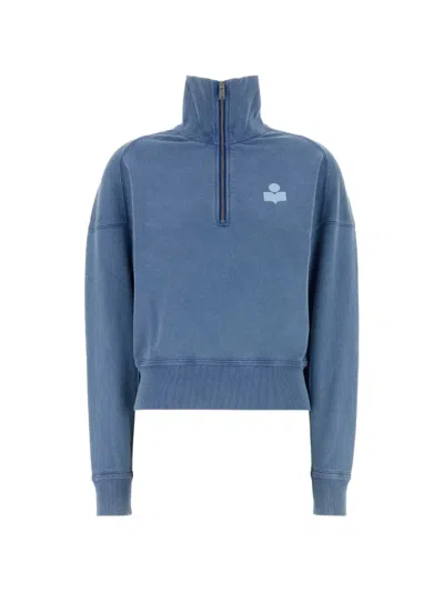 Isabel Marant Étoile Logo-print Half-zip Sweatshirt In Blue