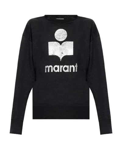 Isabel Marant Étoile Logo-print Linen Sweatshirt In Black