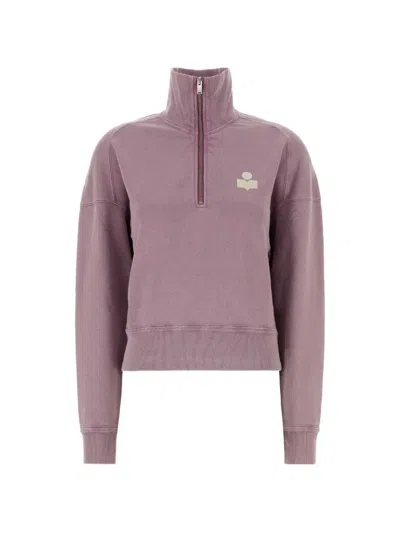 Isabel Marant Étoile Logo-print Quarter-zip Sweatshirt In Purple