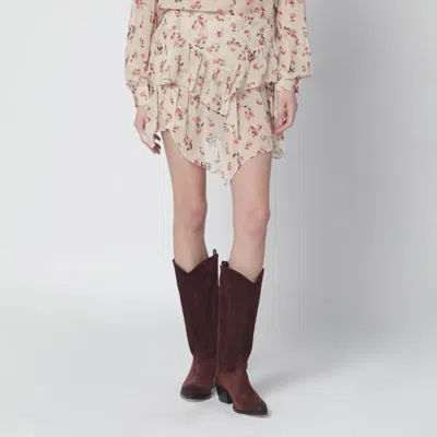 Isabel Marant Étoile Isabel Marant Etoile Lolita Beige Mini Skirt With Floral Print In Neutral